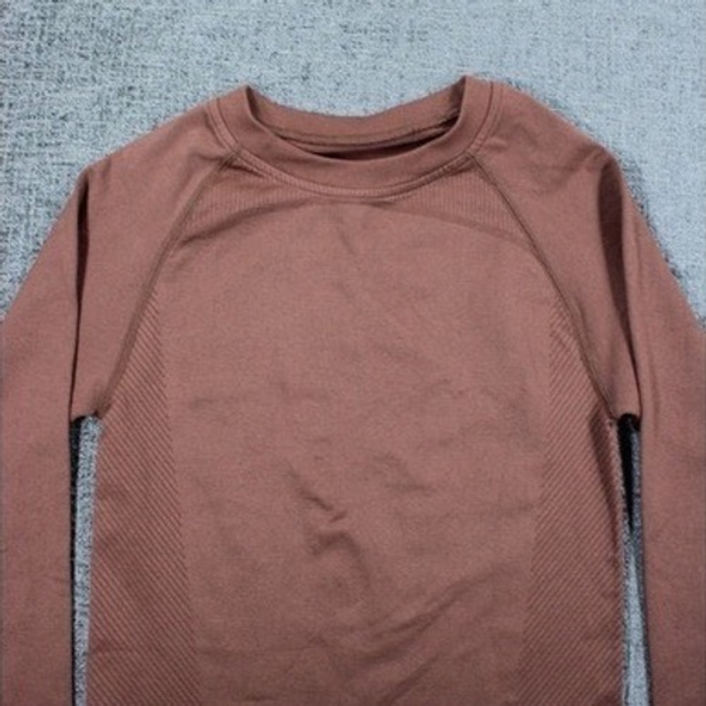 Seamless Long Sleeve Athletic Top‎ Brown Compression Thumbhole Yoga Shirt